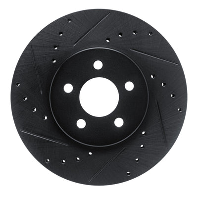 R1 89-95 Chrysler LeBaron Front Left Drilled & Slotted Black Brake Rotor