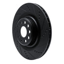 R1 12-21 Tesla Model S Rear Right Drilled & Slotted Black Brake Rotor