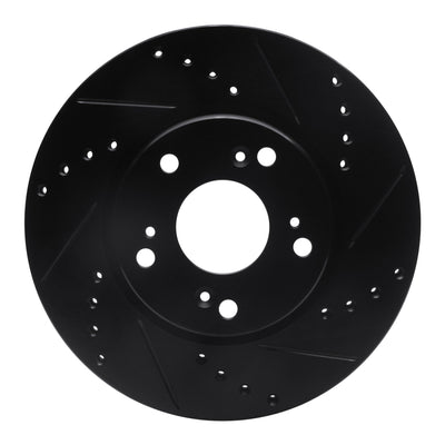 R1 03-17 Acura ILX Front Right Drilled & Slotted Black Brake Rotor