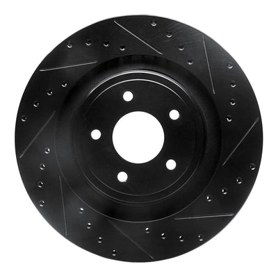 R1 08-14 Chrysler 200 Front Right Drilled & Slotted Black Brake Rotor