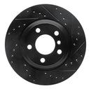 R1 12-20 BMW 335I GT xDrive Rear Right Drilled & Slotted Black Brake Rotor