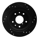 R1 86-91 Mazda RX-7 Rear Left Drilled & Slotted Black Brake Rotor