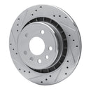 R1 2002-2010 Saab 9-5 Rear Left Drilled & Slotted Silver Brake Rotor