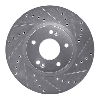 R1 2007-2009 Hyundai Santa Fe Front Right Drilled & Slotted Silver Brake Rotor