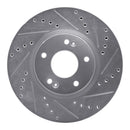 R1 2007-2009 Hyundai Santa Fe Front Right Drilled & Slotted Silver Brake Rotor