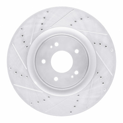 R1 08-15 Mitsubishi Lancer Front Left Drilled & Slotted Silver Brake Rotor