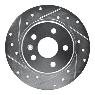 R1 16-23 Chevrolet BOLT EV Rear Left Drilled & Slotted Silver Brake Rotor