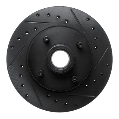 R1 78-93 Ford Mustang Front Right Drilled & Slotted Black Brake Rotor