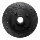 R1 78-93 Ford Mustang Front Right Drilled & Slotted Black Brake Rotor