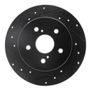 R1 2015-2025 Lexus NX200T Rear Left Drilled & Slotted Black Brake Rotor