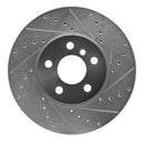 R1 16-24 Mini Cooper Clubman Front Right Drilled & Slotted Silver Brake Rotor