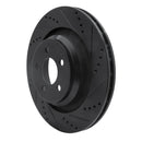 R1 05-23 Chrysler 300 Rear Right Drilled & Slotted Black Brake Rotor
