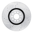 R1 04-06 Audi TT Quattro Left Front Drilled & Slotted Silver Brake Rotor