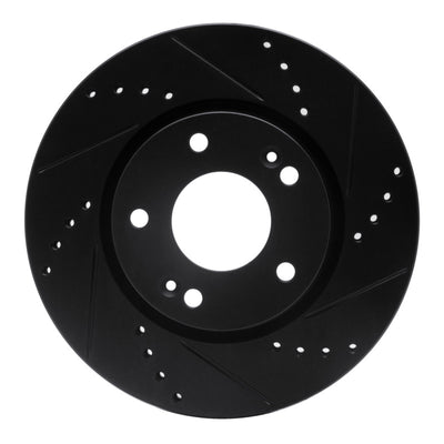 R1 03-13 Hyundai Elantra Front Right Drilled & Slotted Black Brake Rotor