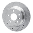R1 2005-2012 Acura RL Rear Left Drilled & Slotted Silver Brake Rotor