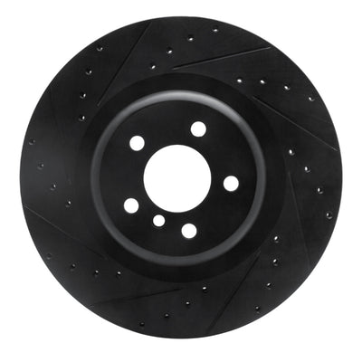 R1 10-14 BMW X5 Rear Left Drilled & Slotted Black Brake Rotor
