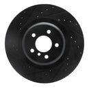 R1 10-14 BMW X5 Rear Left Drilled & Slotted Black Brake Rotor
