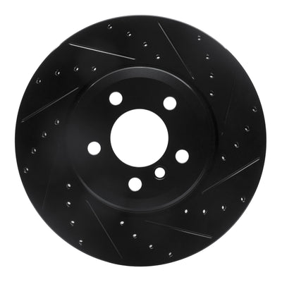 R1 07-19 BMW X6 Rear Right Drilled & Slotted Black Brake Rotor