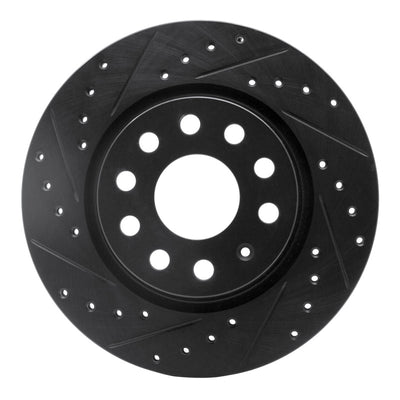 R1 05-15 Volkswagen BORA (Mexico) Front Left Drilled & Slotted Black Brake Rotor