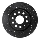 R1 05-15 Volkswagen BORA (Mexico) Front Left Drilled & Slotted Black Brake Rotor