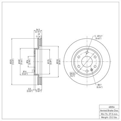 R1 07-17 Buick Enclave Front Carbon Coated Brake Rotor Set