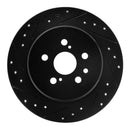 R1 90-93 Toyota Celica Rear Left Drilled & Slotted Black Brake Rotor