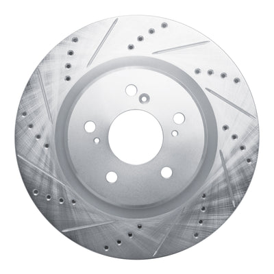 R1 2021-2025 Acura TLX Front Left Drilled & Slotted Silver Brake Rotor
