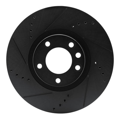 R1 11-18 Porsche Cayenne Right Front Drilled & Slotted Black Brake Rotor