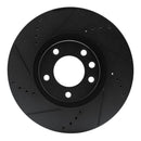 R1 11-18 Porsche Cayenne Right Front Drilled & Slotted Black Brake Rotor