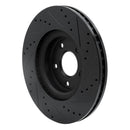 R1 13-24 Infiniti Q60 Front & Rear Drilled & Slotted Black Brake Rotor Set