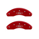 MGP Front set 2 Caliper Covers Engraved Front Oval logo/Ford Red finish silver ch