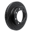 R1 95-99 Ford F-350 4WD (Excl Super Duty) Front Right Drilled & Slotted Black Brake Rotor