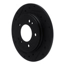R1 17-25 Hyundai Elantra GT Rear Left Drilled & Slotted Black Brake Rotor