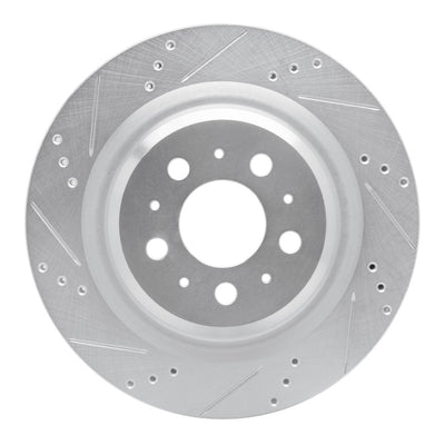 R1 17-25 Tesla Model 3 Rear Left Drilled & Slotted Silver Brake Rotor