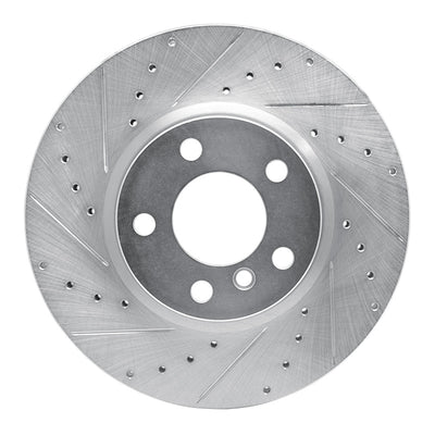 R1 11-18 BMW X3 Front Left Drilled & Slotted Silver Brake Rotor