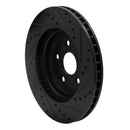 R1 04-09 Lexus RX350 Front Left Drilled & Slotted Black Brake Rotor