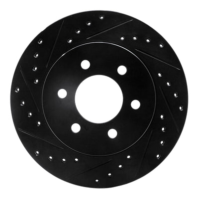 R1 97-02 Dodge Durango Front Left Drilled & Slotted Black Brake Rotor