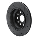 R1 07-17 Lexus LS460 Rear Left Drilled & Slotted Black Brake Rotor