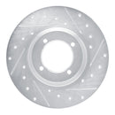 R1 61-76 Triumph TR250 Front Right Drilled & Slotted Silver Brake Rotor