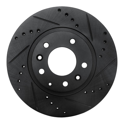R1 06-15 Mazda MX-5 Miata Front Right Drilled & Slotted Black Brake Rotor