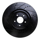 R1 08-15 Mitsubishi Lancer Front & Rear Drilled & Slotted Black Brake Rotor Set