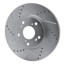 R1 13-25 Honda Civic Front Drilled & Slotted Silver Brake Rotor Set