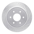 R1 16-24 Nissan Titan XD Rear Right Drilled & Slotted Silver Brake Rotor