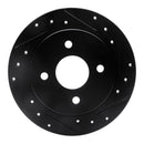 R1 01-19 Ford Fiesta (USA/Canada) Rear Right Drilled & Slotted Black Brake Rotor