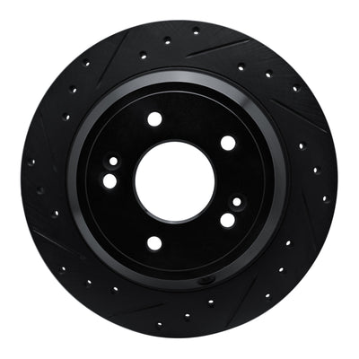 R1 09-20 Genesis G80 Rear Left Drilled & Slotted Black Brake Rotor