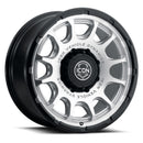 ICON Alloys Rancho 20x9 / 8x170 / 6mm / 5.25in BS Silver MACH w/ Gloss Black Lip Wheel