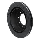 R1 12-21 Nissan NV1500 Rear Left Drilled & Slotted Black Brake Rotor