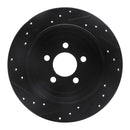R1 07-12 Dodge Nitro Rear Right Drilled & Slotted Black Brake Rotor