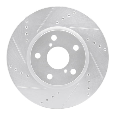 R1 06-15 Lexus IS250 Left Front Drilled & Slotted Silver Brake Rotor