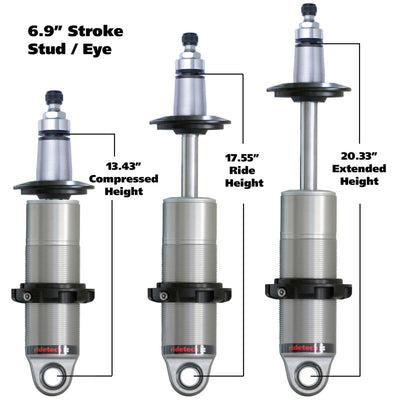Ridetech Anodized HQ Coilover Shock Single Adjustable 6.9in Stroke / 2in Stud Mount - Single